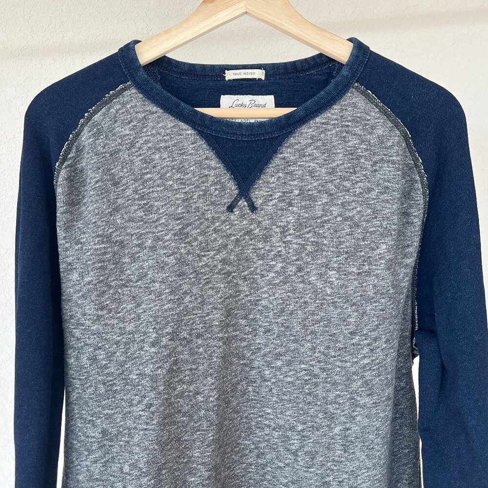 Lucky Brand True Indigo Long Sleeve Raglan Sweatshirt Medium